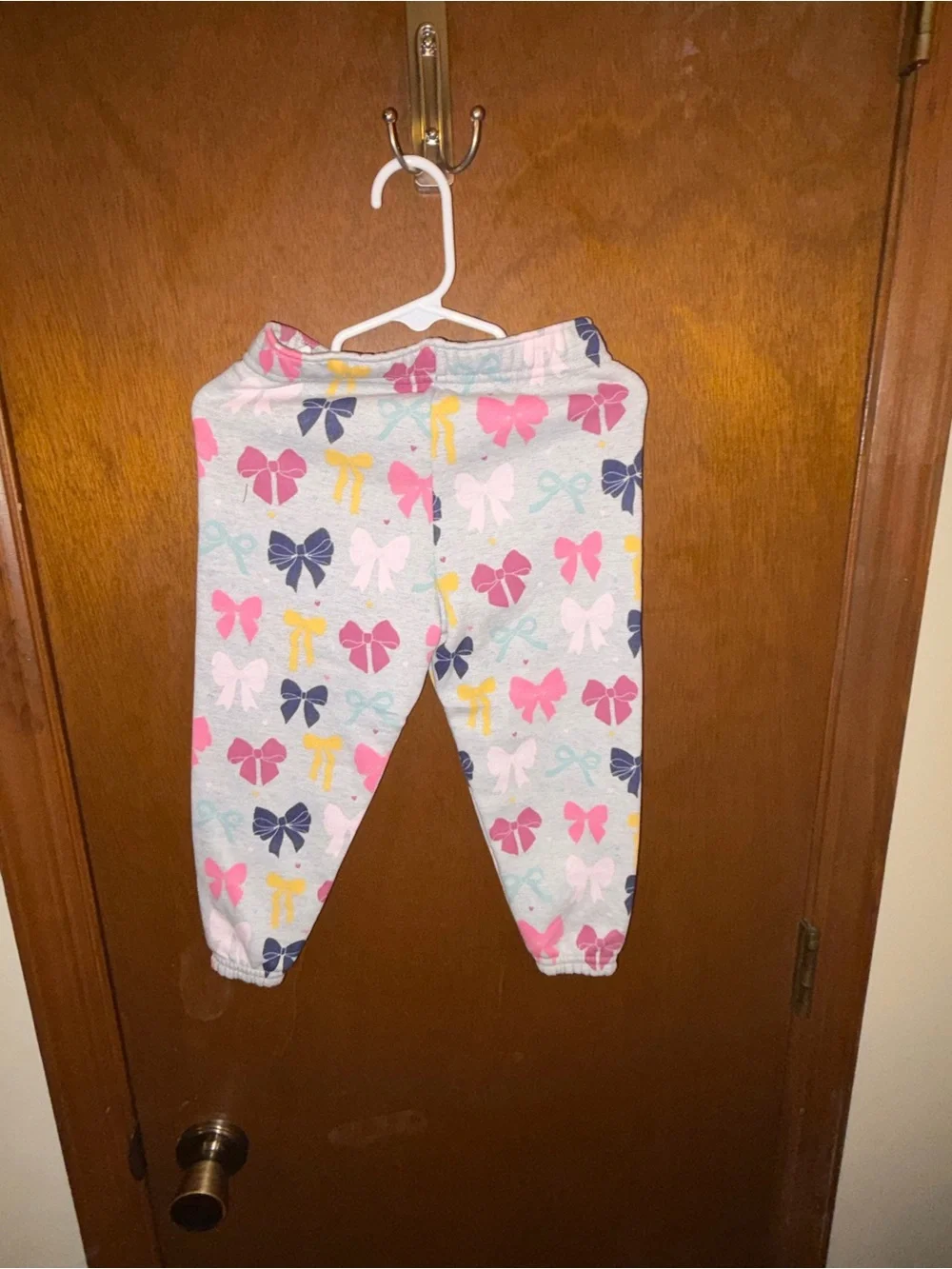 Garanimals Light Gray Bow Print Pajama Set with Pink, Navy & Yellow Bows